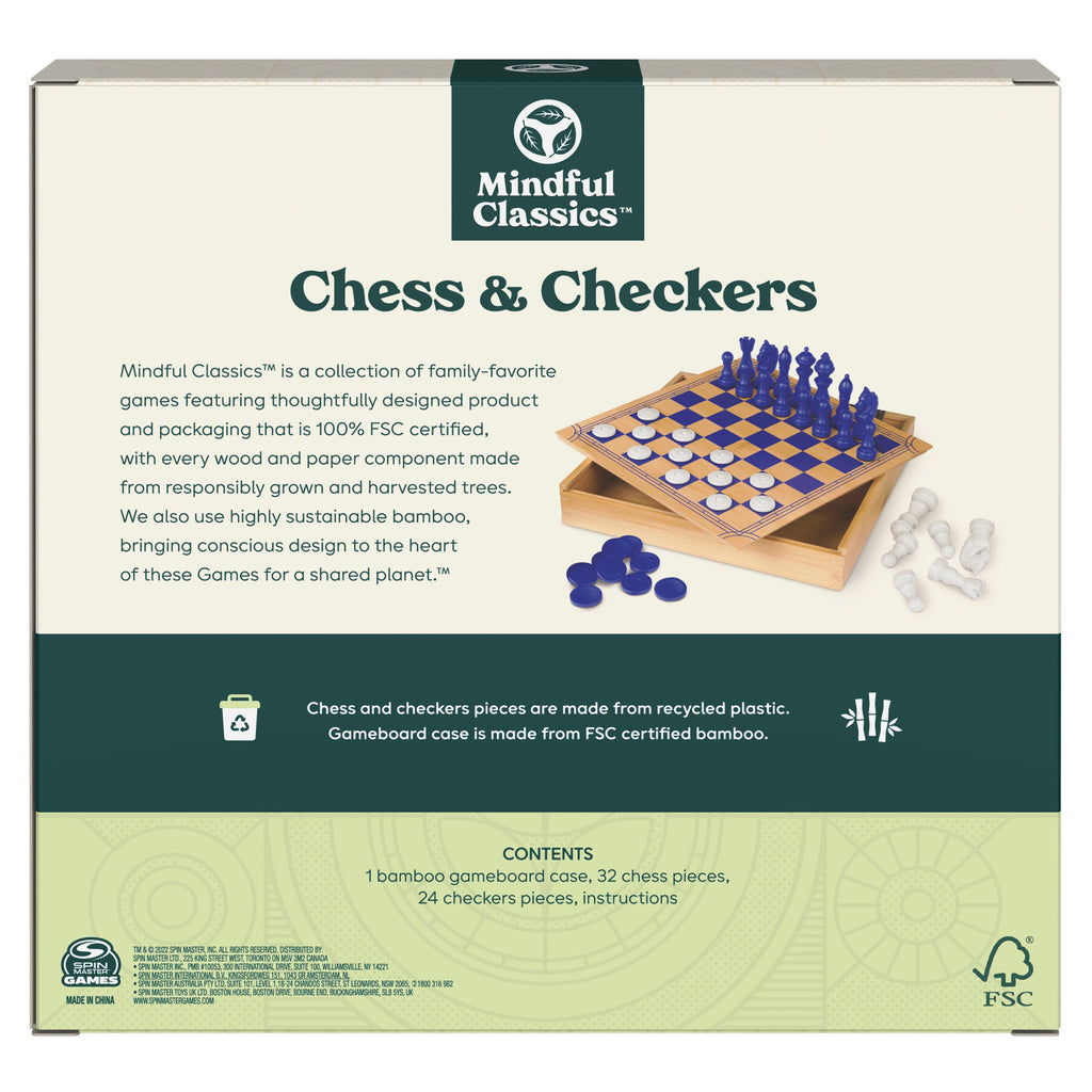 Mindful Classic, Chess Checkers Board Game Set